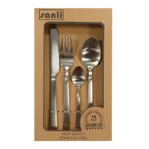 Tacamuri sanli, otel inoxidabil, mat, set 16 piese Thumbnail 2