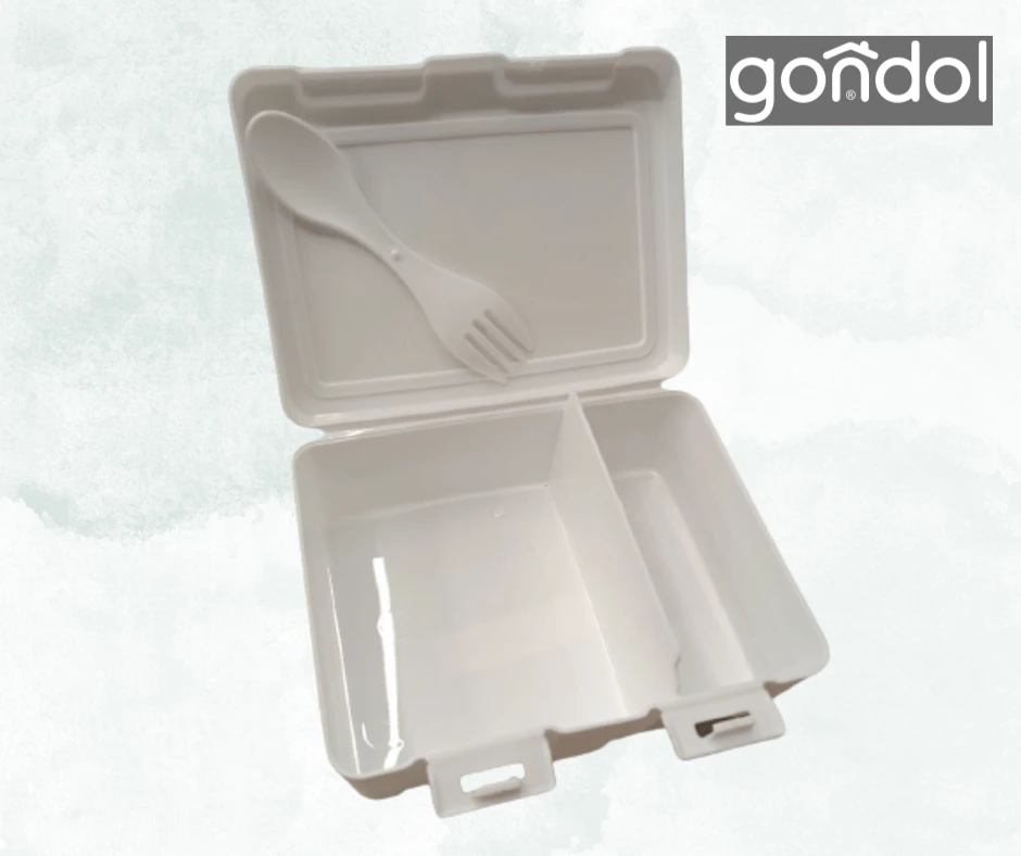 Lunch-box gondol plastik, cu 2 compartimente, 18,1x14,2x7,5 cm 2