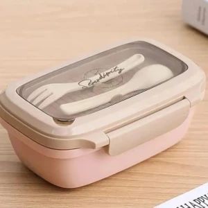 Lunch box din plastic, cu furculita si lingura, 101-b569
