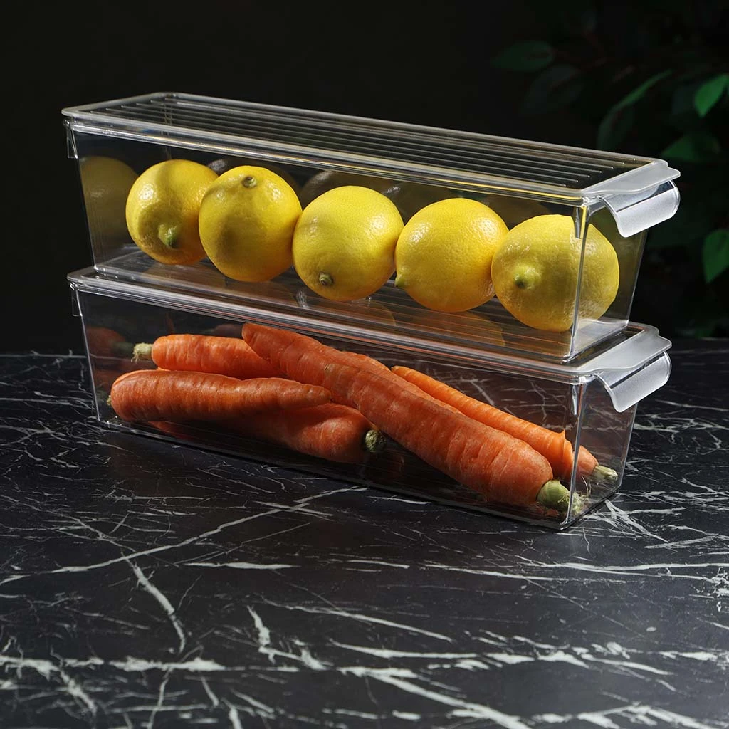 Organizator pentru frigider decobella, cu capac, 35.2х10.6х9.4 cm, 2 l 2