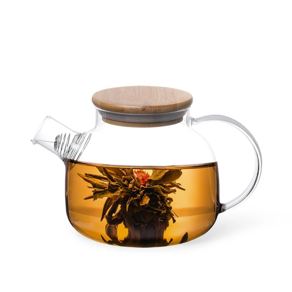Ceainic din sticla, pentru infuzie, cu capac din bambus, 1 l 4