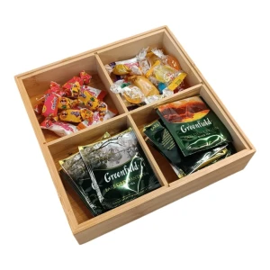 Platou compartimentat din bambus, set, 20 x 20 cm Thumbnail 3