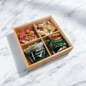 Platou compartimentat din bambus, set, 20 x 20 cm Thumbnail 4