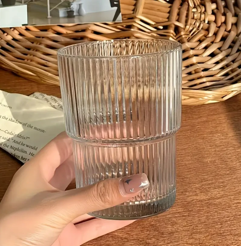 Pahar din sticla, in dungi, 300 ml 2