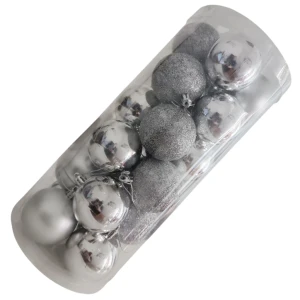 Шары елочные, серебристые, d6, 24 шт, b-6612