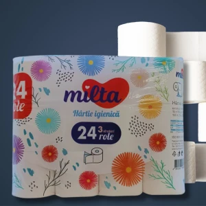 Hirtie igienica milta, alba, 3 straturi, 24 role Thumbnail 1