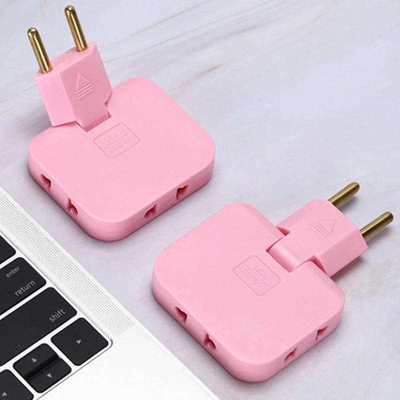 Adaptor triplu pentru prize europene, plat, rotativ, 180° 5