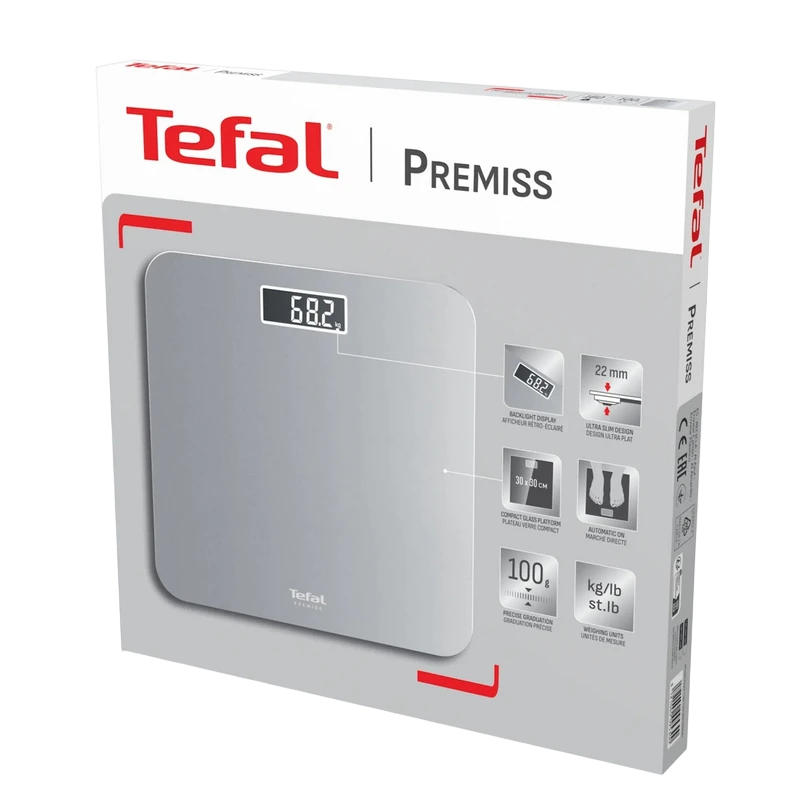 Cântar de podea tefal pp1801v0, argintiu 2