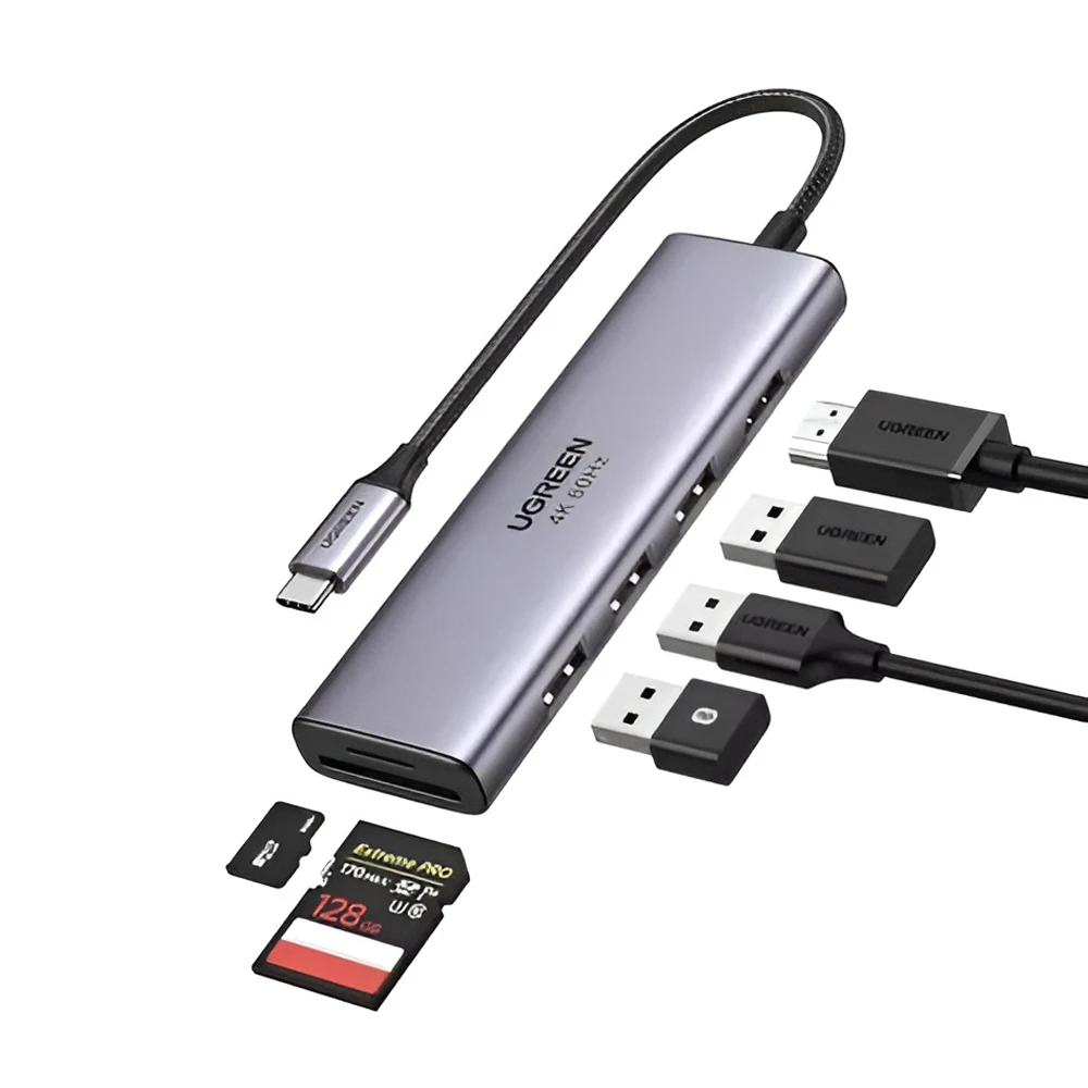 Ugreen hub 4в1 type-c 3.0 на 4*usb-a 3.0, до 5 гбит/с cm219, серый 3