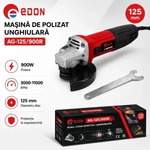Угловая шлифовальная машина с электродвигателем и регулятором edon ag125/900r, rpn Thumbnail 1