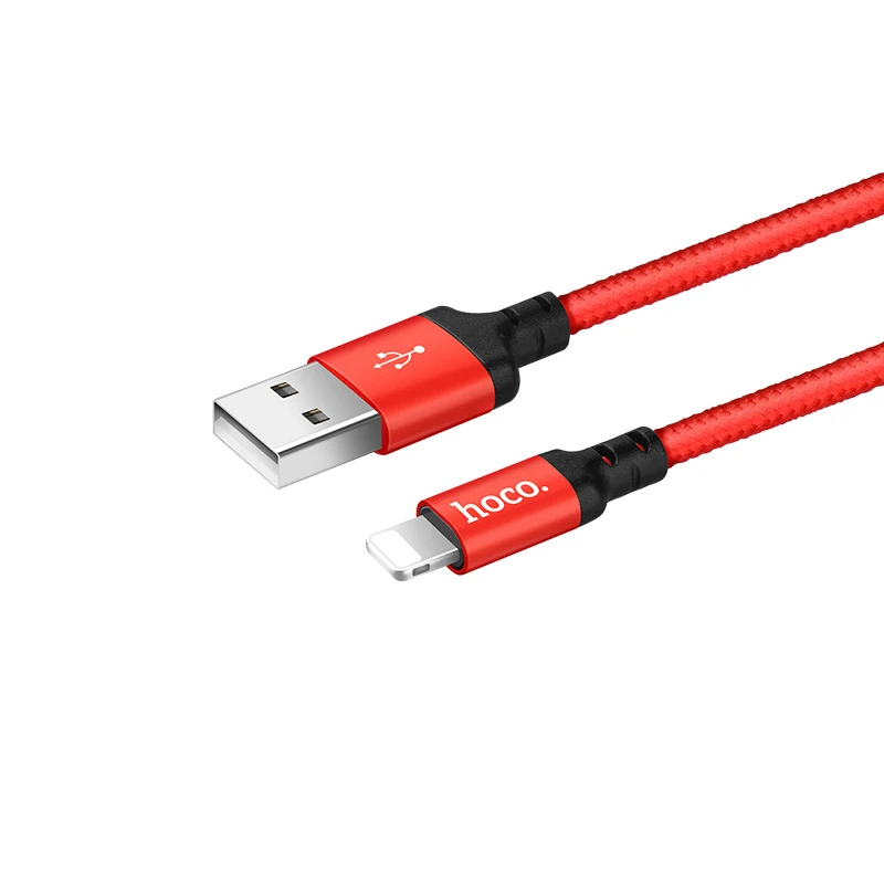 Hoco x14 times speed lightning кабель для зарядки,(длина 1 м) красный and черный 2