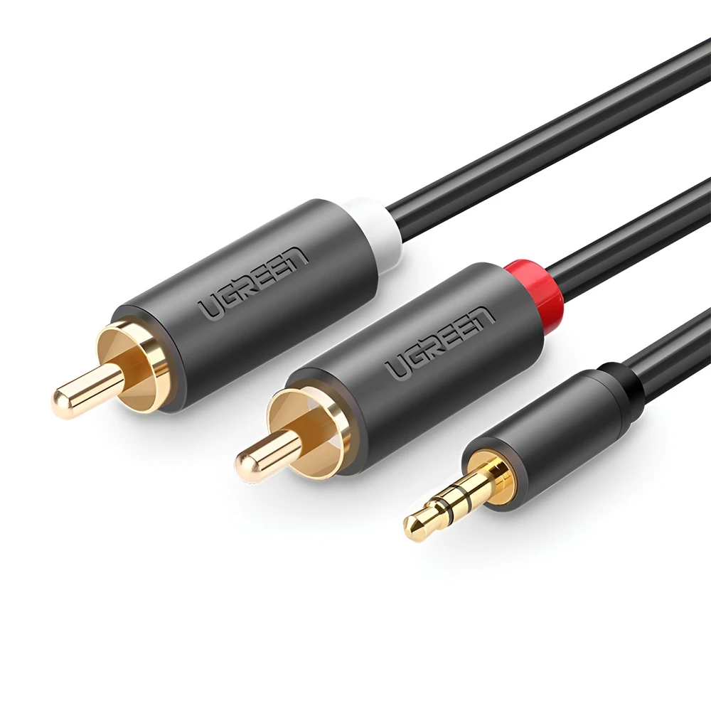 Ugreen аудиокабель 3.5 мм штекер - 2 rca штекера 1.5 м | av102, серый 2