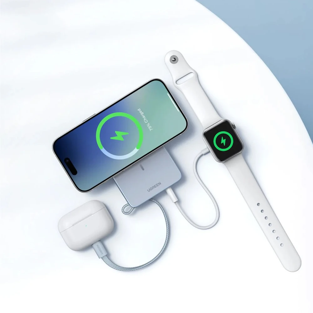 Ugreen power bank magflow qi2.2 10000mah, 25w, starlight blue 2