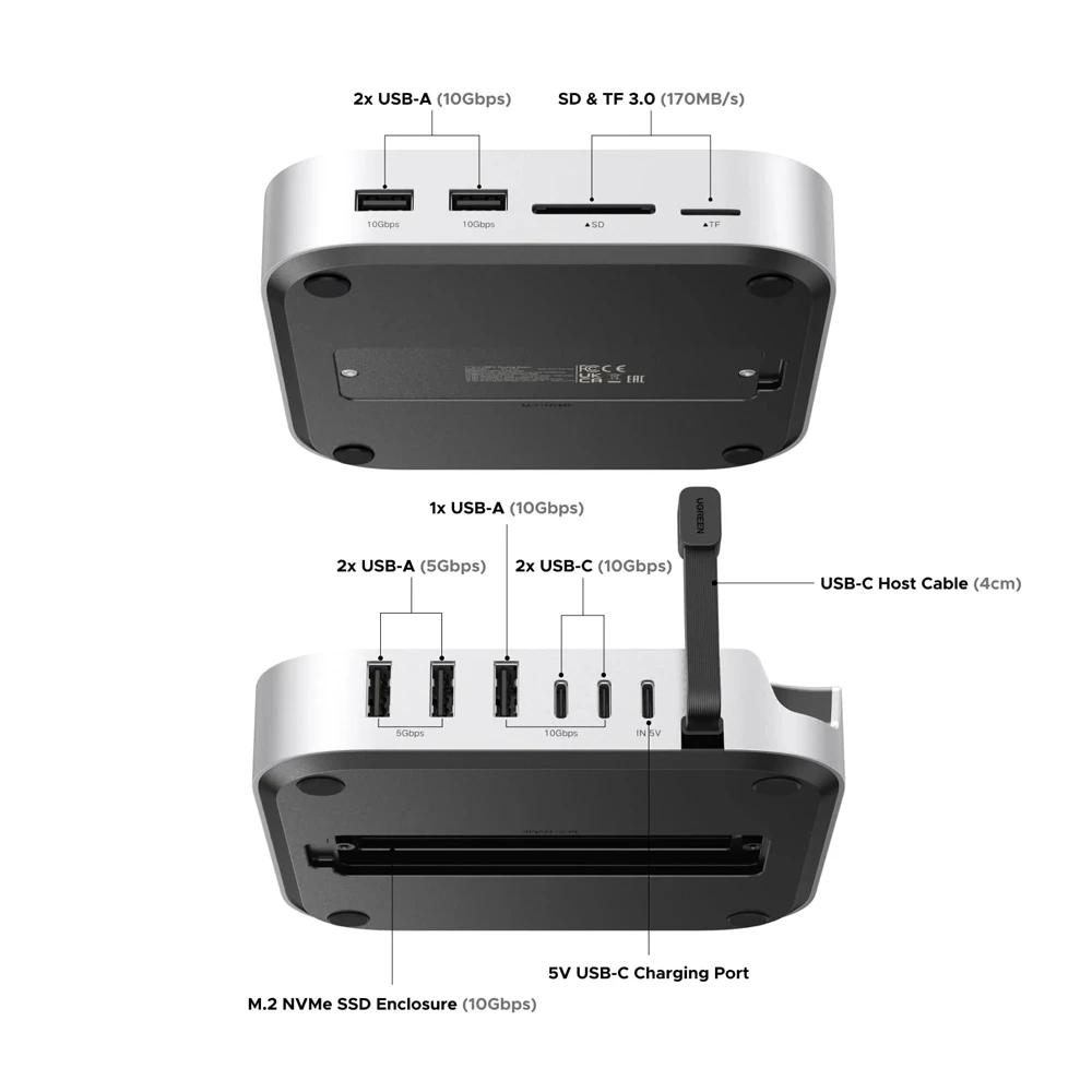Ugreen док-станция 11в1 для mac mini m4 | cm841, серый 3