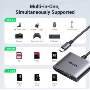 Ugreen usb-c кардридер для sd/tf + usb 2.0 | cm387 Thumbnail 3