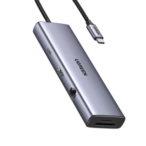 Ugreen hub 9в1 usb-c на hdmi (4k@60hz) + 2×usb-a 3.0 + 2×usb-c 3.0 5гбит/с + sd/tf + gigabit rj45 + pd (100w) | cm498, черный