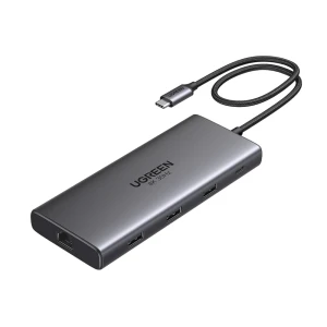 Ugreen hub 10в1 usb-c на 2*hdmi (8k@30hz) + usb-a 3.0 + usb-c 3.0 + 2*usb-a 2.0 + sd/tf + gigabit rj45 + pd (100w) | cm639, space gray