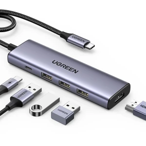 Ugreen hub 5в1 type-c на 3*usb 3.2 + hdmi 2.0 + кардридер sd + кардридер tf + usb type-c pd 100w | cm511, серый Thumbnail 2