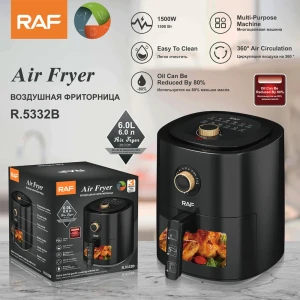 Raf air fryer r.5332b, transparent window, 4l,1300w, black Thumbnail 3