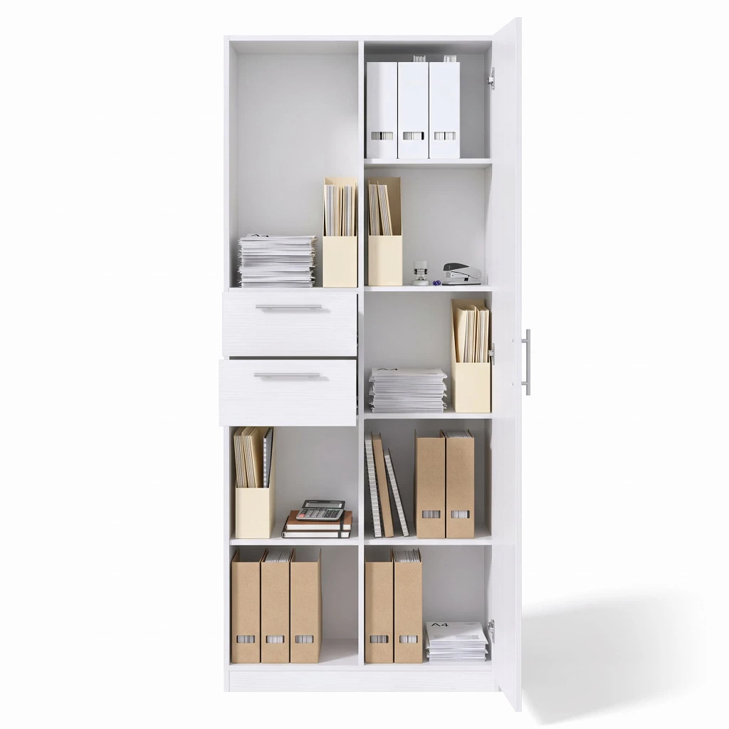 Офисный шкаф office line 4 комбинированный - белый ясень 5