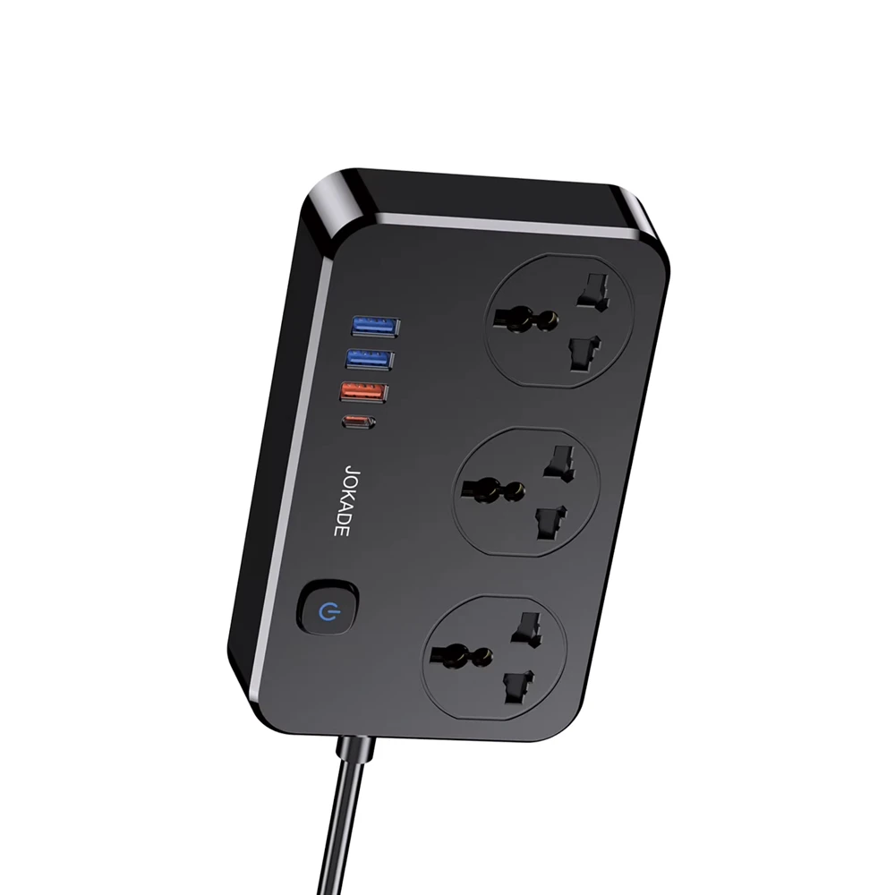 Jokade jb058 универсальная розетка на 3 гнезда с usb 1c3a (вилка eu), черная 2