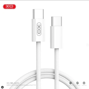 Xo nb-q259 iphone 15 stil original usb-c la usb-c 60w împletit cablu de date alb