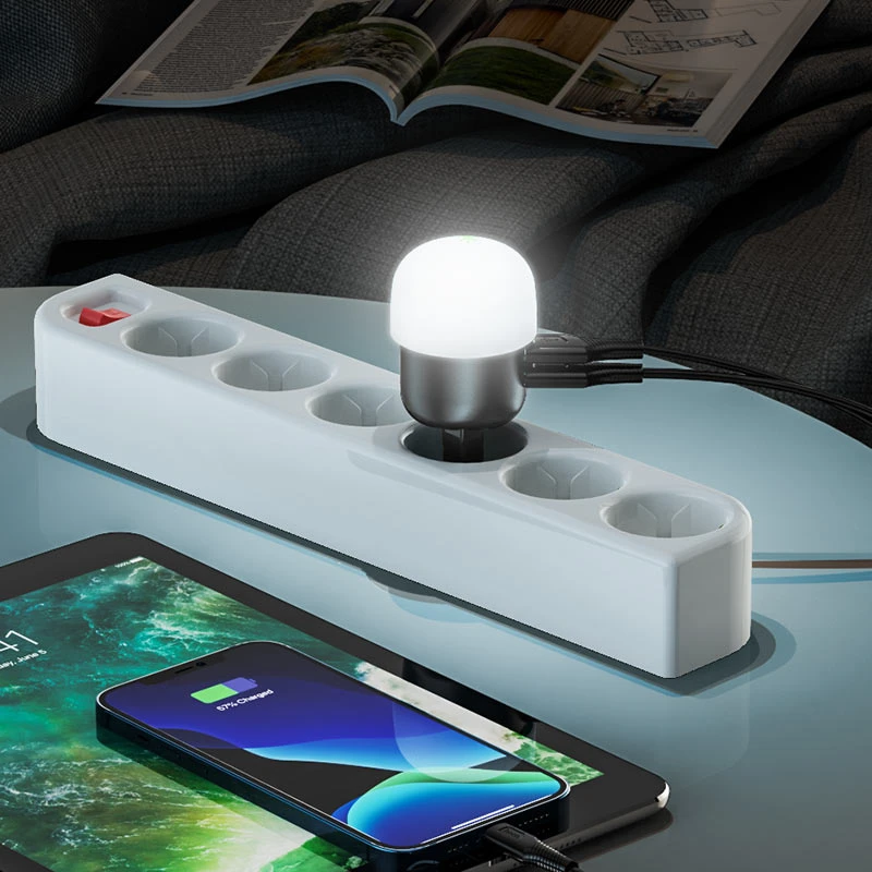 Încărcător cu lumină de noapte hoco c87a sparkle cu două porturi (ue) negru 2