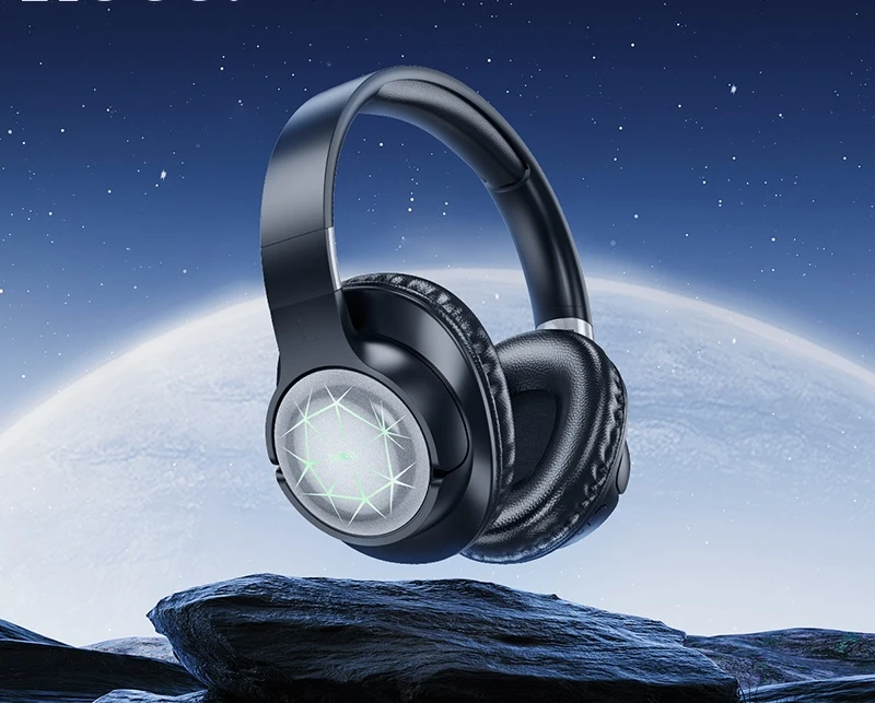 Căști hoco esd19 cool shine bt cu iluminare din spate, negre 3