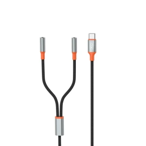 Xo nb-r269b соединительный кабель type-c к двум гнездам 3,5 мм, 1,2 м, черный