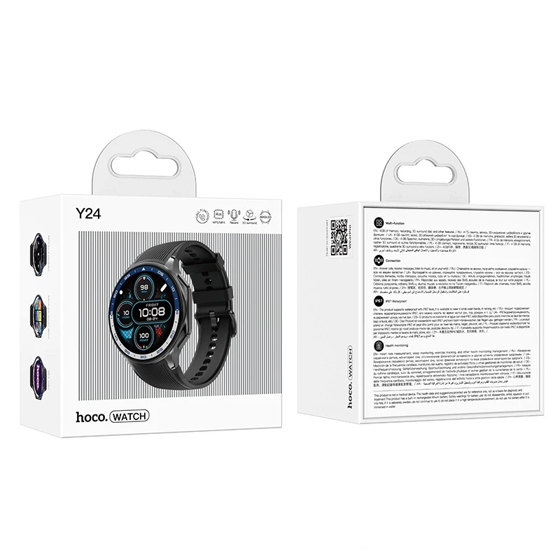 Спортивные умные часы hoco y24 amoled (версия для звонков), черные 4