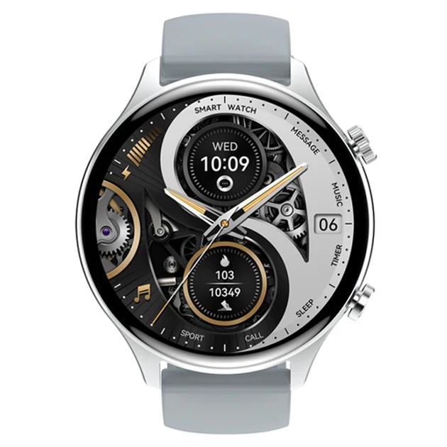 Xo j14 круглые спортивные часы с большим amoled-экраном диагональю 1,75 дюйма и функцией голосового управления, серебристый цвет. 2