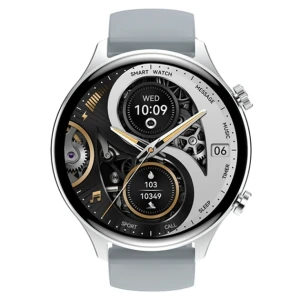 Xo j14 круглые спортивные часы с большим amoled-экраном диагональю 1,75 дюйма и функцией голосового управления, серебристый цвет.