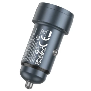 Автомобильное зарядное устройство hoco z57a glorious pd30w+qc3.0, металлический серый цвет.