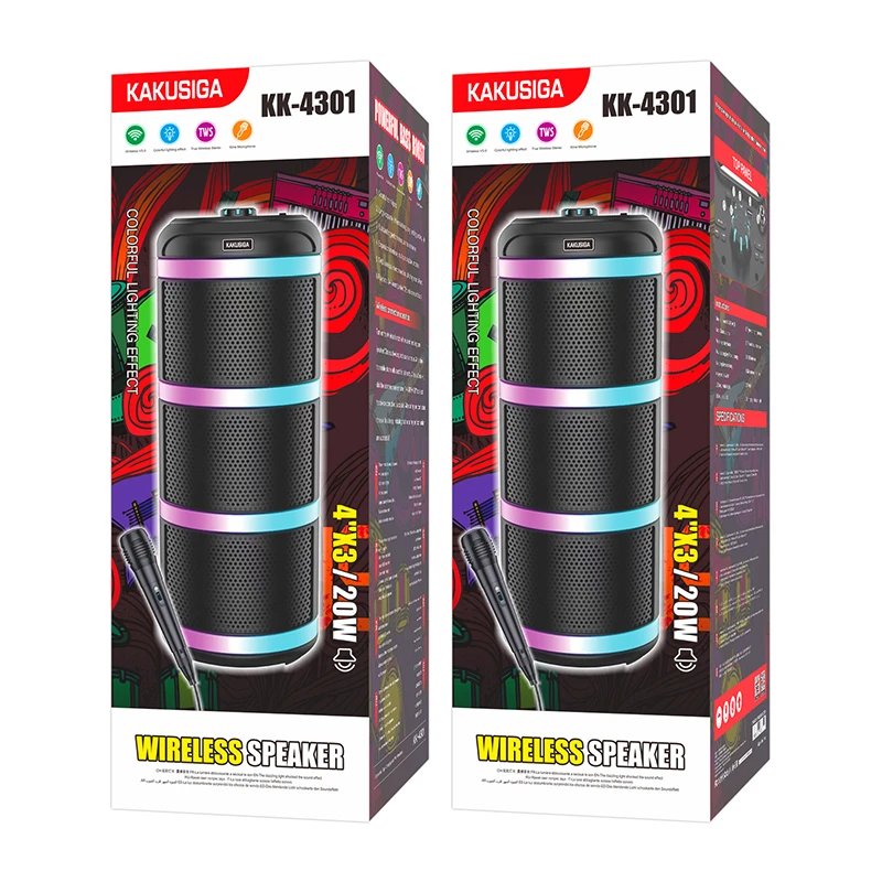 Boxă wireless cu lumină colorată kakusiga kk-4301 guangche, neagră 2