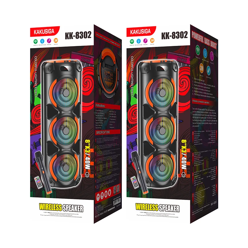 Boxă wireless cu lumină colorată kakusiga kk-8302 ruiguang, neagră 2