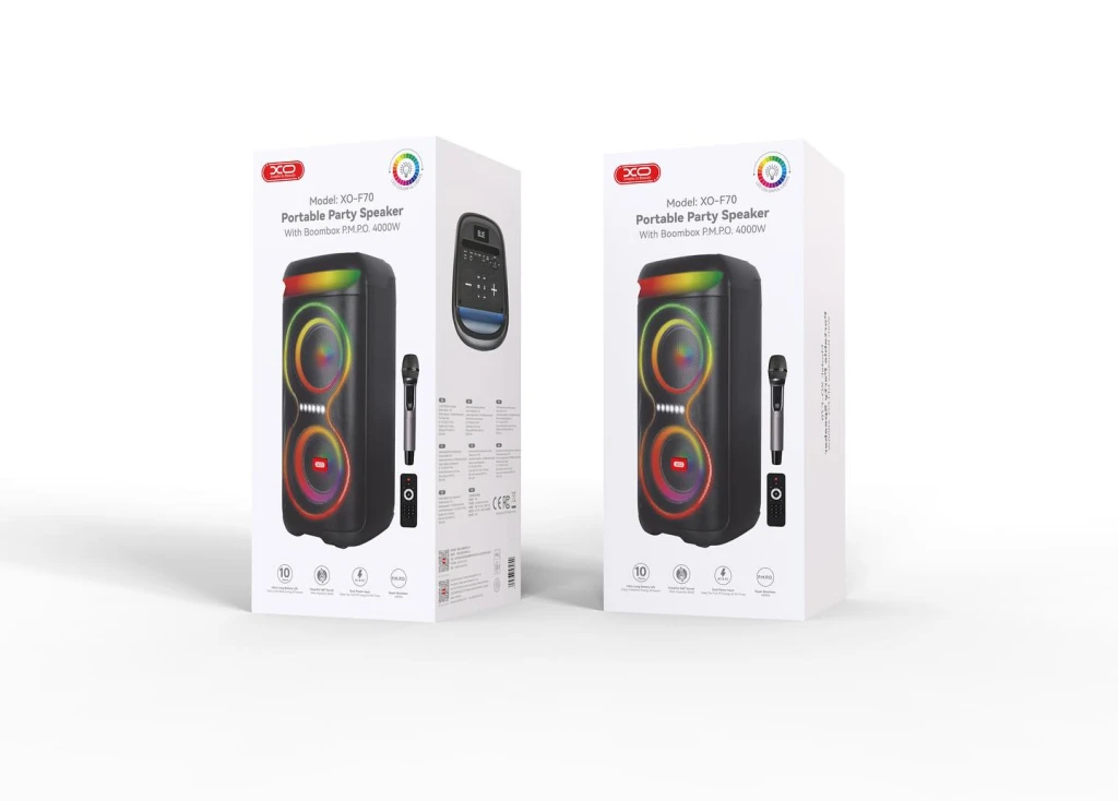 Xo f70 ac+dc dual 6.5 rgb bluetooth speaker 40w black 3