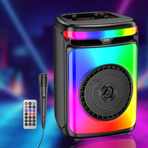 Boxă wireless kakusiga kk-8102 yubo cu lumină colorată, neagră
