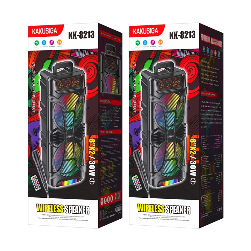 Boxă wireless cu lumină colorată kakusiga kk-8213 jixian, neagră 2