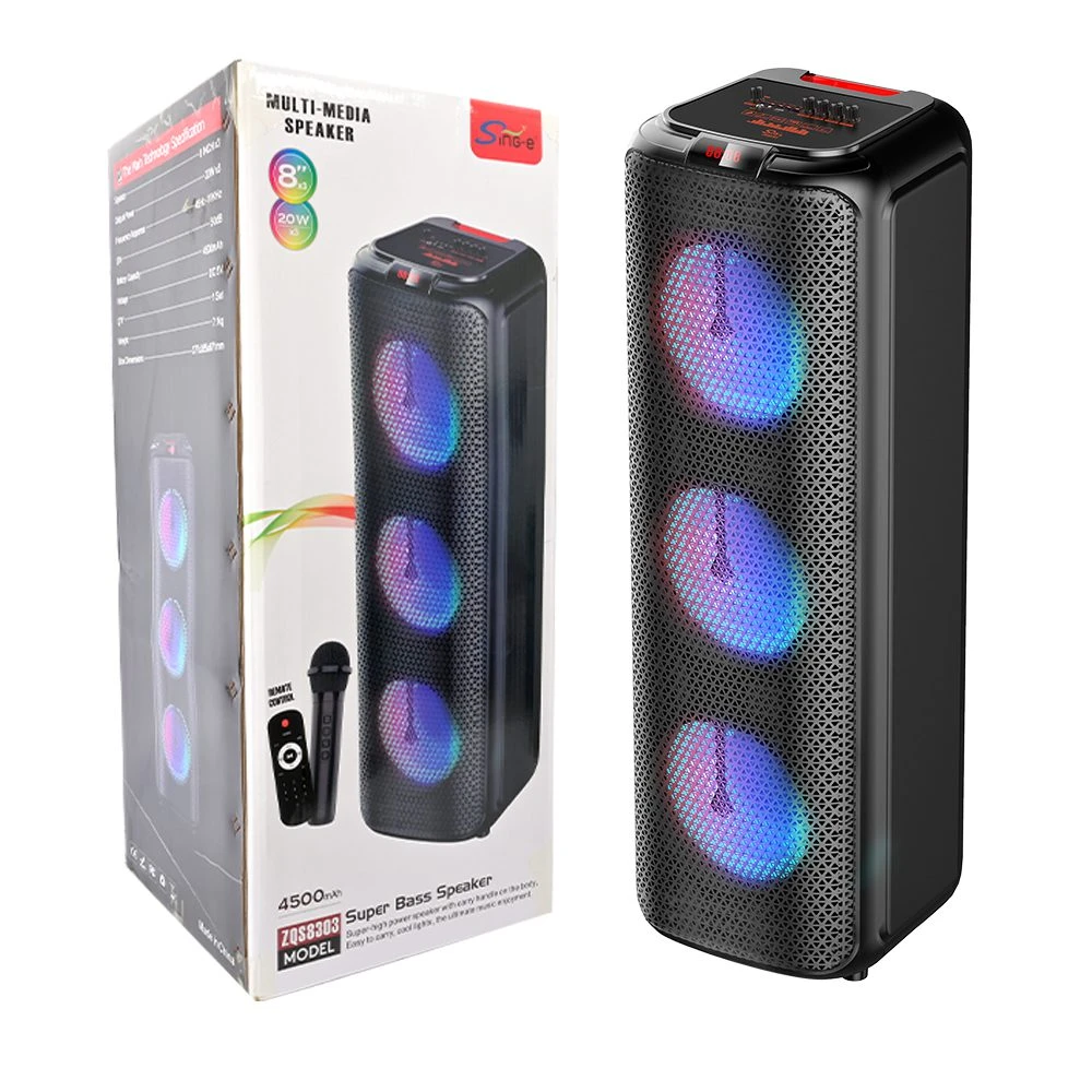 Boxă triplă sing-e zqs8303 rgb party, 8 inch, 40w, neagră 3