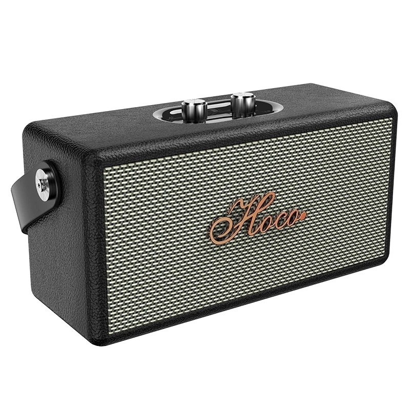 Boxă bluetooth retro din piele hoco ds61 rhyme, neagră 4