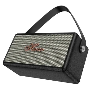 Boxă bluetooth retro din piele hoco ds61 rhyme, neagră Thumbnail 3