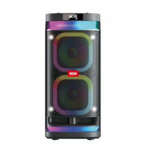 Boxă bluetooth xo f58 shine cu două wooferuri rgb de 6 inch, 40w (cu telecomandă + microfon wireless*1), neagră