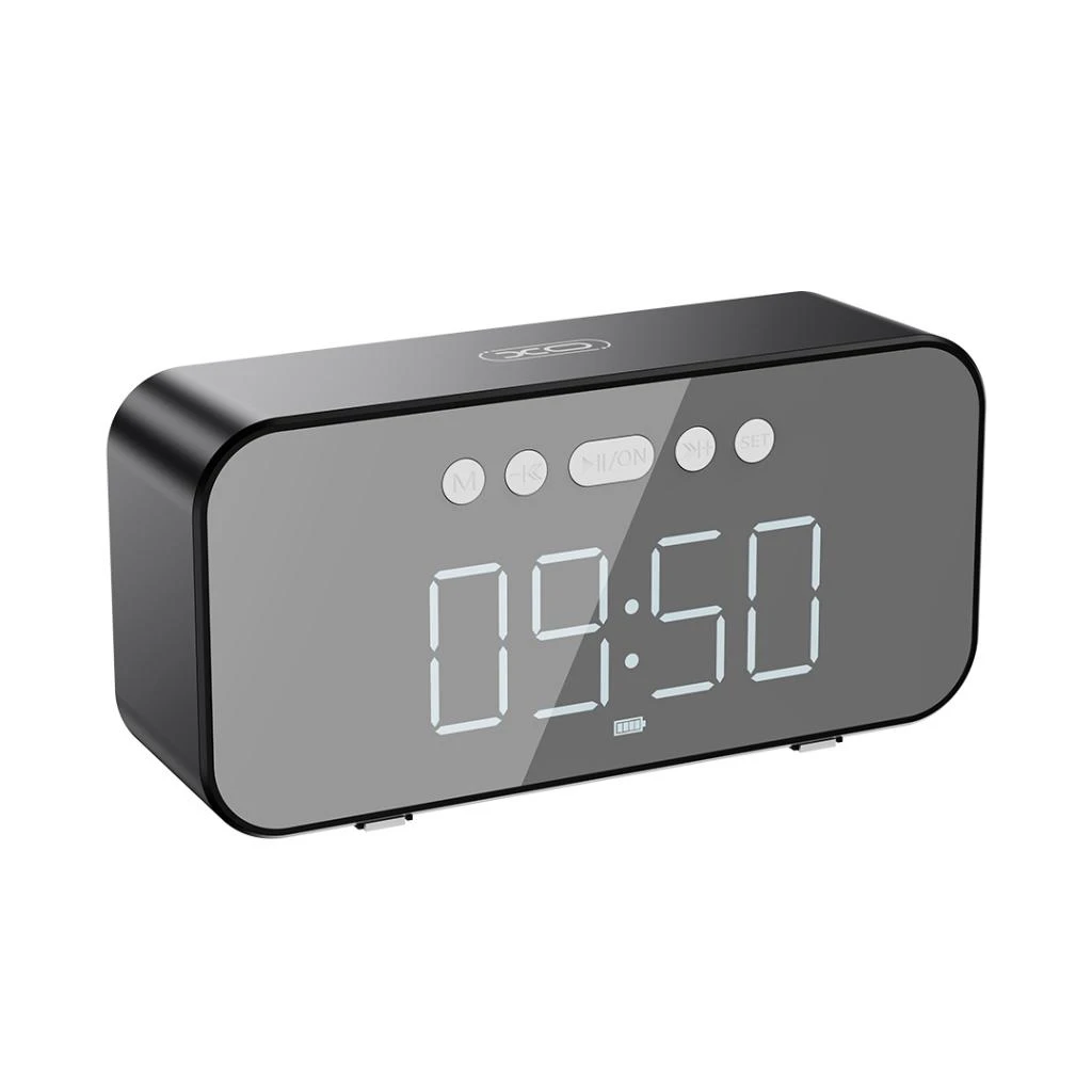 Boxă bluetooth cu ceas și oglindă xo f41, neagră 2