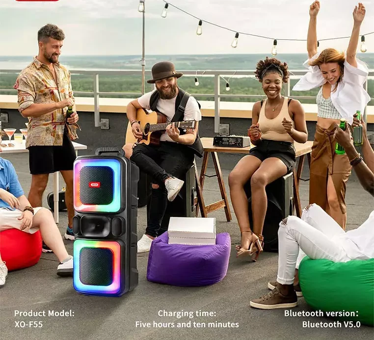 Xo f55 boat boxă bluetooth rgb cu două difuzoare de 8" pentru barcă, 20w (cu telecomandă + microfon cu fir*1), neagră 5