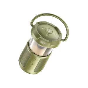 Xo f49 lampă de camping cu două difuzoare audio pentru exterior (15w 3600mah) verde