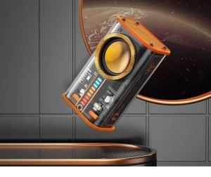 Прозрачный bluetooth-динамик hoco ds38 mech оранжевого цвета