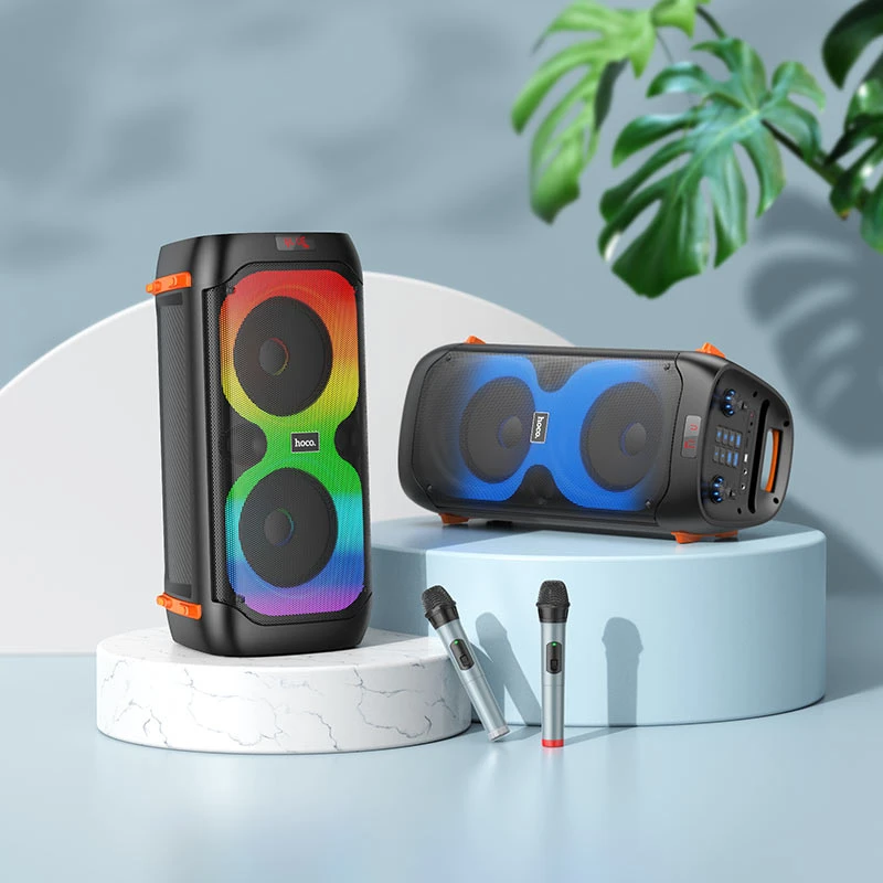 Беспроводная уличная bluetooth-колонка hoco bs53 manhattan с двумя микрофонами, черная. 4