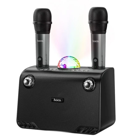 Hoco bs41 plus караоке-колонка с двумя микрофонами, bluetooth, черная 3