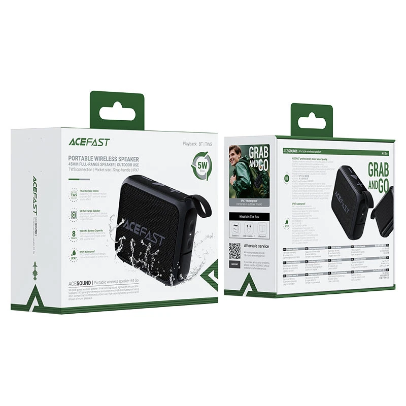 Boxă portabilă wireless acefast k4 go, neagră 2