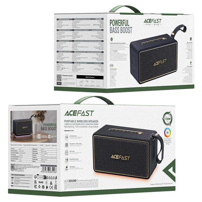 Беспроводная портативная колонка acefast k3 ultra, черная. 2
